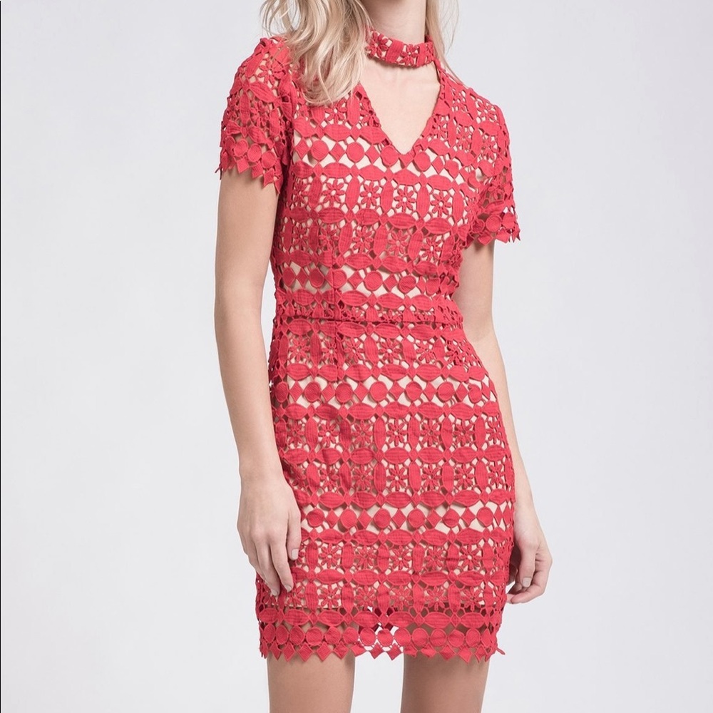 J.O.A. || Red lace choker dress